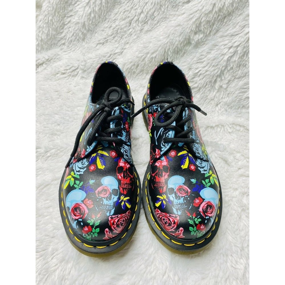 Dr. Martens 1461 US 6 UK 4  EU 37 Pascal Rose Skull Floral Grunge Alt Pink Black